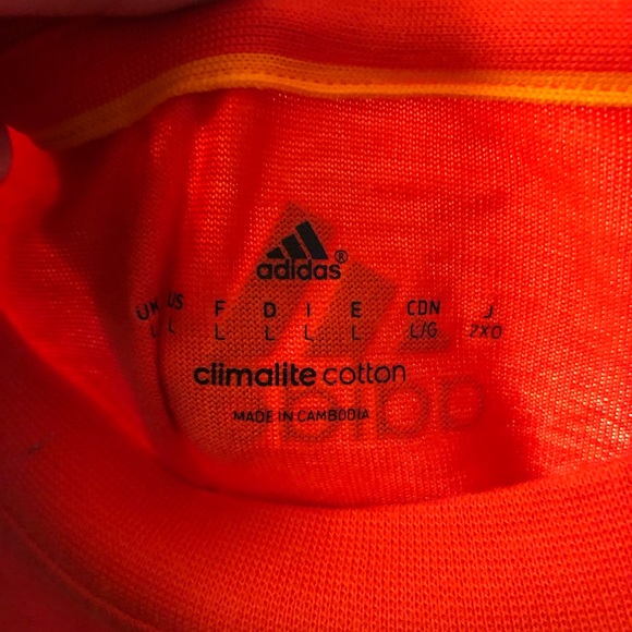 Adidas 3 stripe T-shirt Men’s Large climalite cotton 2013 release NWT Orange - Picture 9 of 12